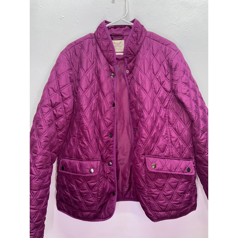 Faded Glory Quilted Barn Jacket Berry Purple Diamond Stitch Gorpcore Women's XL - Picture 3 of 6